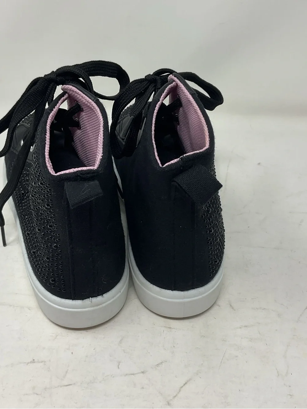 Kensie Girl Black High-Top Sneakers with Pink Lining and Sparkle